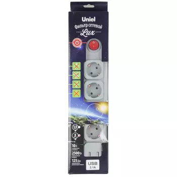 Удлинитель Uniel S-GSL5-3U GREY