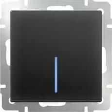 Выключатель Werkel Черный матовый WL08-SW-1G-2W-LED/Выключатель одноклавишный проходной с подсветкой (черный матовый)
