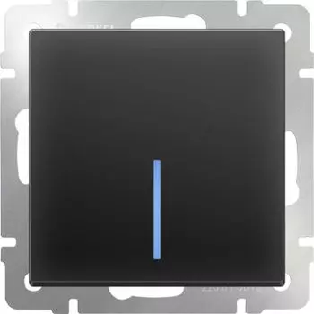 Выключатель Werkel Черный матовый WL08-SW-1G-LED/Выключатель одноклавишный с подсветкой (черный матовый)
