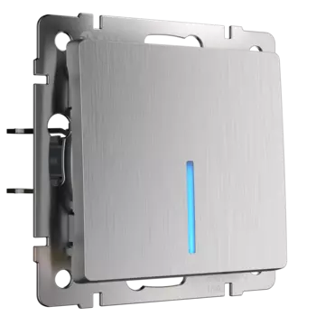 Выключатель Werkel Серебряный рифленый WL09-SW-1G-LED / Выключатель од