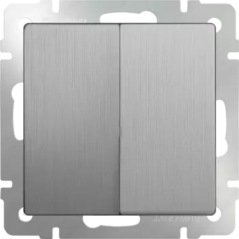 Выключатель Werkel Серебряный рифленый WL09-SW-2G / Выключатель двухклавишный (cеребряный рифленый)
