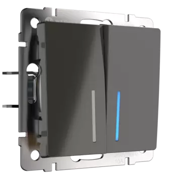 Выключатель Werkel Серо-коричневый WL07-SW-2G-2W-LED/Выключатель двухк