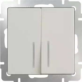 Выключатель Werkel Слоновая кость WL03-SW-2G-2W-LED-ivory /Выключатель двухклавишный проходной c с подсветкой (слоновая кость)