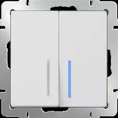 Werkel WL01-SW-2G-2W-LED/ Выключатель двухклавишный проходной с подсветкой (белый)