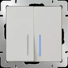 Werkel WL03-SW-2G-2W-LED-ivory /Выключатель двухклавишный проходной c с подсветкой (слоновая кость)