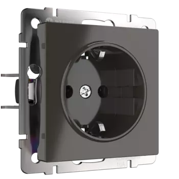 Werkel WL07-SKGS-01-IP44/ Розетка с заземлением и шторками (серо-корич