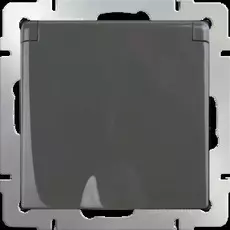Werkel WL07-SKGSC-01-IP44 /Розетка влагозащ. с зазем. с защит. крышкой и шторками (серо-коричневый)