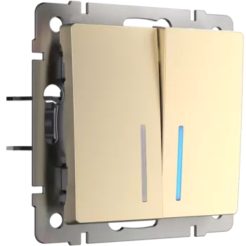 Werkel WL11-SW-2G-2W-LED/ Выключатель двухклавишный проходной с подсве