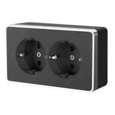 Werkel WL15-02-03/ Розетка двойная с заземлением Gallant (черный/хром)