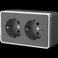 Werkel WL15-02-03/ Розетка двойная с заземлением Gallant (графит рифленый)