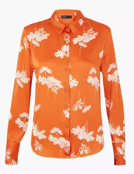 Атласная рубашка с цветочным принтом коллекции Autograph