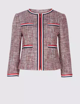 Блейзер женский на молнии с карманами с контрастной отделкой