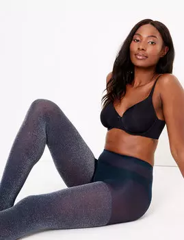 Блестящие непрозрачные колготки