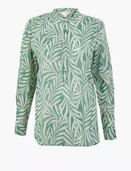 Блуза-поповер из чистого хлопка с принтом "листья"