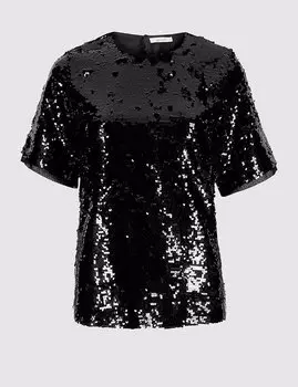 Блуза с круглым вырезом и коротким рукавом