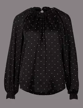 Блуза с принтом и длинным рукавом