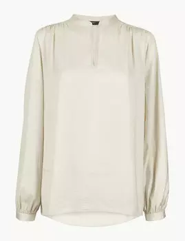 Блузка из атласа с длинным рукавом