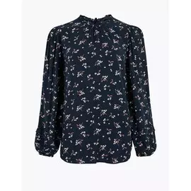 Блузка с цветочным принтом и оборкой на горловине, Marks&amp;Spencer