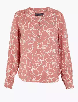 Блузка с цветочным принтом на пуговицах