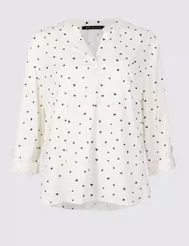 Блузка с длинными рукавами в горошек