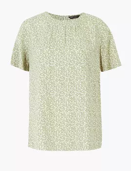 Блузка с круглым вырезом и коротким рукавом