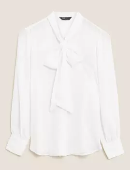 Блузка с объемными рукавами и галстуком-бабочка