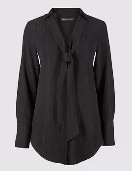 Блузка с V-образным вырезом и длинными рукавами