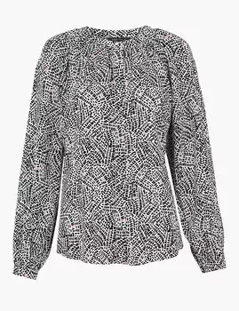 Блузка свободного кроя с монохромным принтом