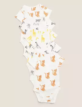 Боди из органического хлопка с принтом животные (5 шт)