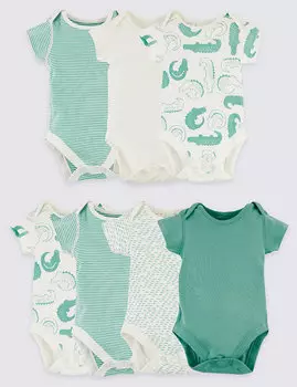 Боди из органического хлопка с принтом Животные (7 шт)