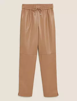 Брюки-джоггеры прямого кроя из искусственной кожи