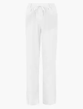 Брюки из льна с широкими штанинами