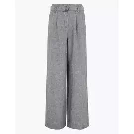 Брюки с поясом с широкими штанинами из чистого льна , Marks&amp;Spencer