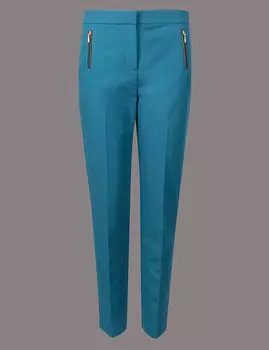 Брюки слим средней посадки с карманами