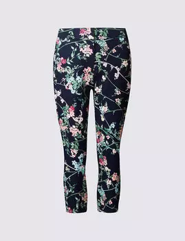 Брюки слим укороченные в цветочный принт