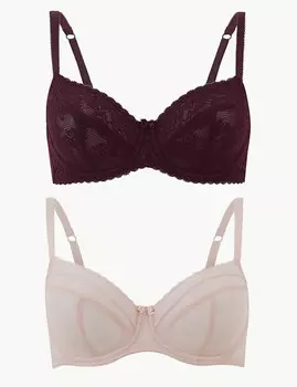 Бюстгальтер балконет кружевной, набор 2 штуки