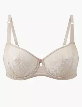 Бюстгальтер-балконет с вышитой сатиновой чашкой DD+