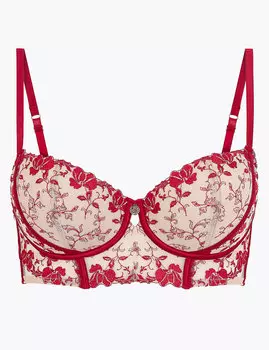 Бюстгальтер-балконет с вышивкой и цветочным принтом