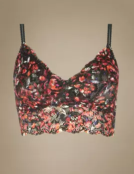 Бюстгальтер-бралет кружевной с цветочным принтом