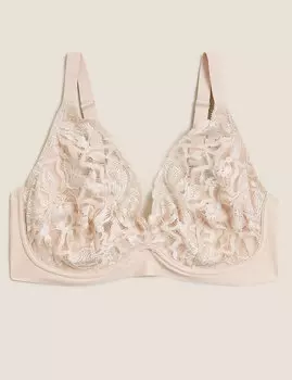 Бюстгальтер-планж с кружевом "дикие цветы"