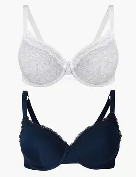 Бюстгальтер с полноразмерной чашечкой, кружевной, набор 2 шт