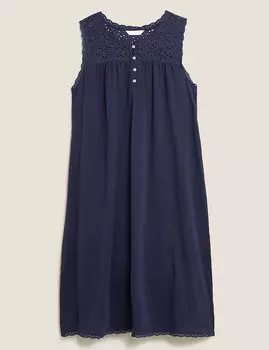 Длинная ночная рубашка без рукавов