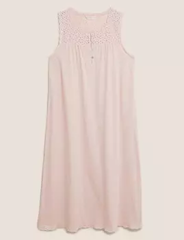 Длинная ночная рубашка из чистого хлопка