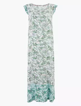 Длинная ночная рубашка с цветочным принтом