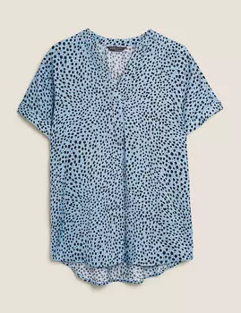 Длинная туника с короткими рукавами и V-образным вырезом