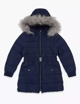 Длинное детское пальто с мехом и отделкой Stormwear™