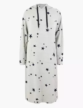 Длинное платье-лаунж с принтом Звезды и отделкой Flexifit ™
