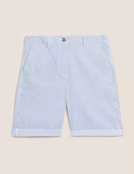 Длинные шорты чинос в полоску с подворотами