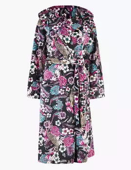 Длинный флисовый халат с капюшоном