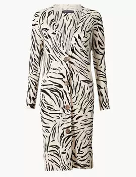 Длинный кардиган с принтом животных